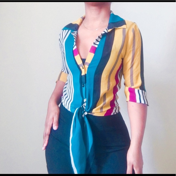 A’gaci Women Button Down Multicolored Shirt - Picture 2 of 3